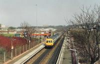 Glasgow train terminates, co-ordinated transport links here, then.<br><br>[Brian Forbes /03/1987]