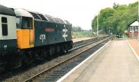 47578 <I>The Royal Society of Edinburgh</I> gets the road for Perth at Dunkeld in 1987.<br><br>[Brian Forbes //1987]