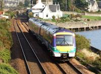 ScotRail DMU on the way to Dundee, having passed through Broughty Ferry at speed!<br><br>[Adrian Coward 21/09/2006]