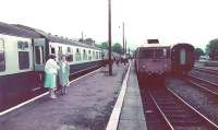 Ignominy! A heating box, meant that the Buffet Car had to be uncoupled and shunted alongside the Plasermatic Tamping Machine. 1983 SRPS to Kyle<br><br>[Brian Forbes //1983]