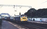 Class 25 5176 at Cardross with the SRPS Maid of Morven railtour returning from Oban to Falkirk on 07 August 1971.<br><br>[John McIntyre 07/08/1971]