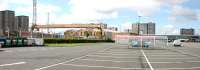 A panorama showing the rear of the former St Rollox Works looking towards the Sighthill flats in August 2006. Much of the old railway land here has now been put to other uses, in this case as a Tesco car park.<br><br>[John Furnevel 14/08/2006]