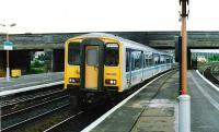 New trains for the Edinburgh - Dunblane service. Class 150 sprinter with large doors, for easier loading.<br><br>[Brian Forbes //1989]