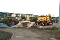 East end of Slateford Yard on 5 October 2006 showing work on the new stabling roads. The CE sheds and 'Tampers graveyard' are on the left, with the CE depot beyond. The Pentland Hills form the backdrop.<br><br>[John Furnevel 5/10/2006]