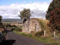 Eastern abutment of bridge at Wicks O Baiglie looking north to Bridge of Earn (line closed 1970). Balmanno IBS were 400yards to the left.<br><br>[Brian Forbes 9/10/2006]