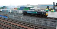 Container train at the W H Malcolm depot, Elderslie. October 2006.<br><br>[Ewan Crawford /10/2006]