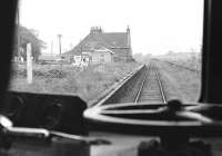 Drivers - eye view approaching Auchnagatt on a railtour on 01 June 1974.<br><br>[John McIntyre 01/06/1974]