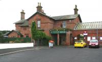 The main station building at Annan in October 2006. Now converted to a Bed & Breakfast. How about the topiary...pretty fowl?<br><br>[John Furnevel /10/2006]