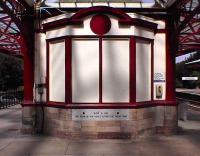 Plaque showing 1919 as the opening date of the present station. The bay windows were the first class waiting room, later a bookstall.<br><br>[Brian Forbes /09/2006]