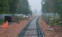 Scene east of Cambus on 17 October 2006. The sleepers are now laid here, including those for a new loop to the east of the former station.<br><br>[Ewan Crawford 17/10/2006]