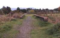 Bridge over South Queich between The old and new Kinross stations. When the Devon Valley Railway reached Kinross it joined the extended line from Kinross(old) to Ladybank now called The Fife and Kinross-shire Railway at a station called Hopefield. That name was changed to Kinross Junction whilst the old Kinross station in distance, was re-named Loch Leven. Eventually closing in 1924.<br><br>[Brian Forbes /10/2006]