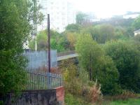 Looking east, this shows Cartsburn Viaduct, partially hidden behind trees with Cartsburn Junction just behind  the trees to the centre-right of the picture<br><br>[Graham Morgan 25/10/2006]