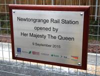 Plaque commemorating the official opening of the new Borders Railway station at Newtongrange on 9 September 2015. [See image 52489]<br><br>[John Furnevel 29/02/2016]