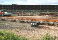 Track depository at Cambus on 31 October 2006 with dark satanic buildings forming part of the massive Diageo complex dominating the background. <br><br>[John Furnevel 31/10/2006]