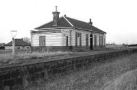 Originally thought to have been Port Gordon, a number of people have kindly pointed out my error. With a little assistance from a video of the Moray Coast line the bungallow to the left of the station building clinches it as Garmouth. The photo was taken during a working holiday in the area and the confusion arose because I lodged in Portgordon.<br><br>[John McIntyre 01/04/1973]