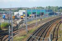 Looking north at DRSs locomotive depot at Kingmoor MPD. The WCML is to the right.<br><br>[Ewan Crawford 27/09/2006]