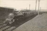 <I>Night Scot</I> approaching Kennishead. L.M.S 4.6.2 6209. Circa 1938.<br><br>[G H Robin collection by courtesy of the Mitchell Library, Glasgow //1938]