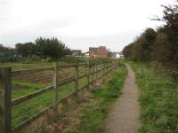 The line towards the station is now an allotment! Houses now occupy the station area (background).<br><br>[Michael Gibb 10/11/2006]