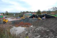 The new bridge under construction where the line will cross the A907. The is the limit of the track west from Kincardine.<br><br>[Ewan Crawford 12/11/2006]