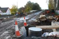 Looking west from the crossing. The signalbox was to the left of this once double track mainline.<br><br>[Ewan Crawford 12/11/2006]