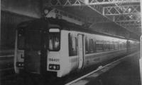 1130 ex Carlisle arrives in Stranraer.<BR/>Bad day for snapping.156437<br><br>[Brian Forbes /06/1989]