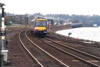 A late Saturday afternoon Edinburgh - Aberdeen service about to enter Montrose station on 4 November 2006 after crossing the eastern inlet to Montrose Basin.<br><br>[John Furnevel 04/11/2006]