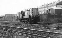 Class 08 pauses between shunts at Fouldubs Junction.<br><br>[Brian Forbes //1986]