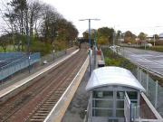 Large empty car park at Dalgety Bay. View north. Where are the trains, and customers? Sunday morning long lie.<br><br>[Brian Forbes 12/11/2006]