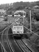 6-car 303 formation with unit no.040 leading has just departed from Cardross with a Bridgeton via Singer service in April 1974.<br><br>[John McIntyre /04/1974]