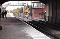 Boness, May 2006. Looking west from the trainshed as 27001 sits in the forward shunt behind the signal cabin.<br><br>[Brian Forbes /05/2006]