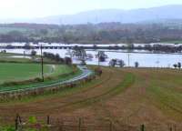 Wide view of Strathearn Viaduct with the river in spate and flooding.<br><br>[Brian Forbes 20/11/2006]