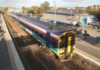 A ScotRail 158 bound for Aberdeen stands at Dyce on 6 November 2006.<br><br>[John Furnevel 06/11/2006]