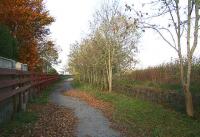 Looking north along the trackbed at Newmachar in November 2006.<br><br>[John Furnevel 06/11/2006]