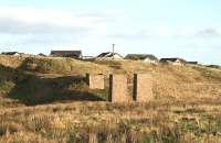 Looking east towards Cruden Bay from Golf Road in November 2006 showing The remains of the viaduct that carried the Boddam branch over the Water of Cruden. The branch from Ellon closed in 1948.<br><br>[John Furnevel 06/11/2006]