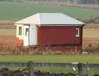 Rear of Laurencekirk signal box seen from the main road in November 2006 - and looking a lot smarter than the old station building [see image 12552].<br><br>[John Furnevel 11/11/2006]