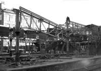 Precariously perched...cutting down the canopies at Aberdeen north end in 1973. Just one year later many such work practices would change forever following implementation of the Health & Safety at Work Act.<br><br>[John McIntyre /02/1973]