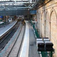 Balmoral platform looking west from the Calton Road footbridge on 15 December with the gap now closed and signalling equipment installed.<br><br>[John Furnevel 15/12/2006]