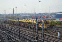 Track maintenance trains in Doncaster Railport. Doncaster still has a considerable number of sidings and yards.<br><br>[Ewan Crawford 18/11/2006]