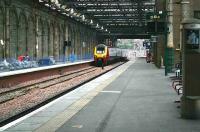 A Voyager pulls up at the west end of the Klondyke platform on 20 December with work still in progress.<br><br>[John Furnevel 20/12/2006]