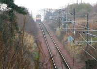 The 11.37 ex-Waverley appears over the horizon on the final approach to North Berwick station on 27 December 2006.<br><br>[John Furnevel 27/12/2006]
