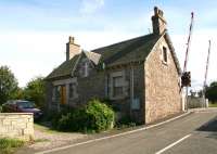 Former Longforgan station and forecourt in September 2005 looking south towards the level crossing.<br><br>[John Furnevel 02/09/2005]