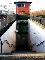 The passenger exit from the island platform at Newton on 5 January 2007, with the abandoned signal box standing beyond.<br><br>[John Furnevel 05/01/2007]