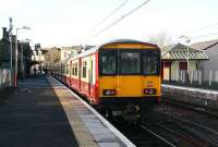 Looking towards the buffer stops as a Milngavie service waits to leave Lanark on 5 January. <br><br>[John Furnevel 05/01/2007]