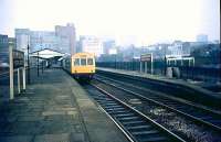 A DMU stands at Birmingham Moor Street in 1981.<br><br>[Ian Dinmore //1981]