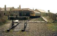 End of the line. Bridport, Dorset, in 1975 with a train from Maiden Newton at the terminus of the former branch to West Bay.<br><br>[Ian Dinmore /04/1975]
