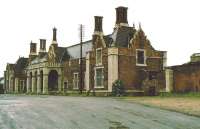 The magnificent station building at Louth, Lincolnshire in 1977, following closure to passengers in 1970. Happily the building was saved and has now been converted to living accomodation. <br><br>[Ian Dinmore //1977]