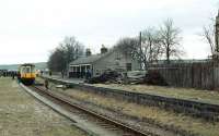 Railtour at Ellon station looking south in April 1979.<br><br>[Ian Dinmore /04/1979]