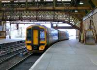 Eight 158s are cleaned and fuelled here during a Sunday. This one sits in Platform 3 waiting its turn.158709<br><br>[Brian Forbes 14/01/2007]