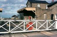 Oakington station on the Cambridge - St Ives line in 1976.<br><br>[Ian Dinmore //1976]