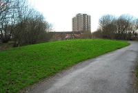 Looking west at Scotstoun West where the Rothesay Dock Branch and L&DR parted company. The island platform of Scotstoun West is to the left.<br><br>[Ewan Crawford 09/01/2006]